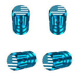 QUARKACE Valve Stem Caps, Tire Valve Caps with American Flag, Tire Caps 4 Pack for Car SUV Truck Motorcycle Bike, Anti-Fading Coating, Corrosion Resistant, Air Leakproof - Blue