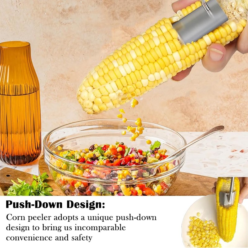 Agamino Corn Peeler, 2pcs Stainless Steel Corn Cob Stripper Tool