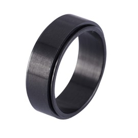 LUCKMAN Anillos Hombre Giratorios, Anillo Anti Ansiedad de Acero Inoxidable Color Negro con Acabado Mate – Joyería y Accesorios para Hombre, Regalos para Hombre Navidad, Regalos para Papá, Modelo Elton