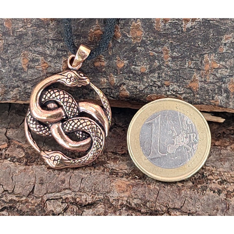 Kiss of Leather Snake Pendant Bronze No.135, Bronze, No Gemstone