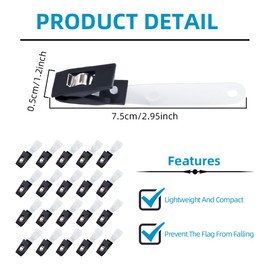 20 PCS Garden Flag Clips, Garden Flag Stoppers - Small Flag Clip Anti-Wind, Lawn Yard Flag Pole Clips to Hold Flags Plastic, Keep Flags in Place(Black)