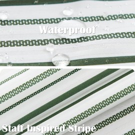 jinchan Small Stall Shower Curtain 48x72 inches Green and White Modern Farmhouse Striped Waterproof Fabric Shower Curtains for Bathroom with 7 Hooks Machine Washable