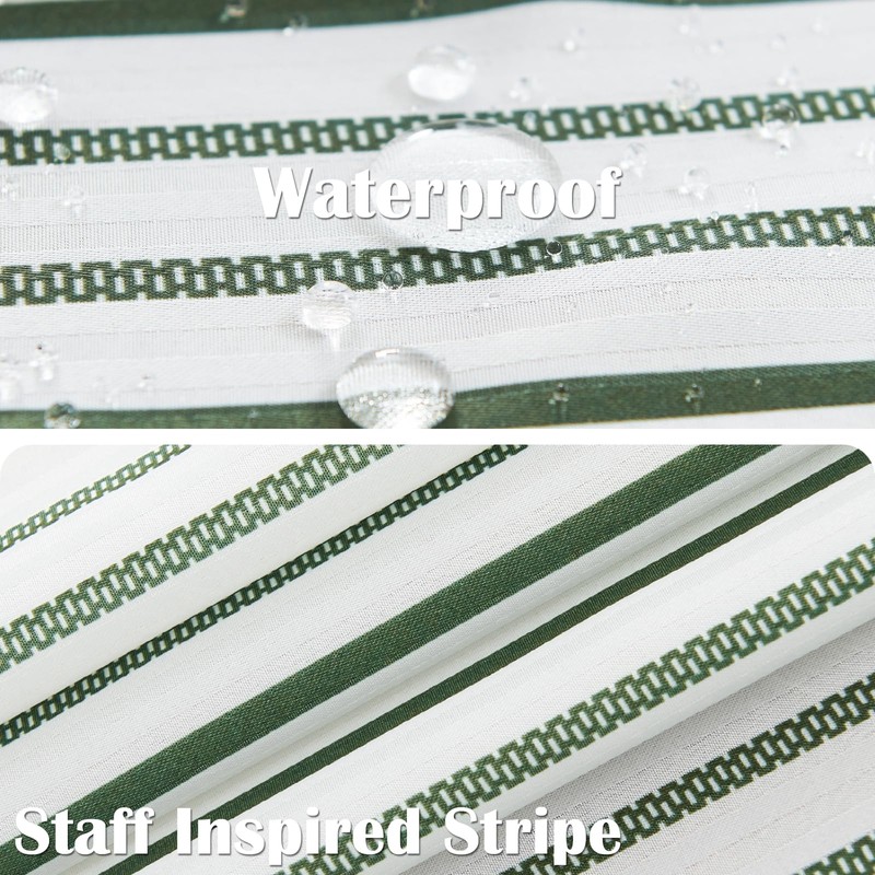 jinchan Small Stall Shower Curtain 48x72 inches Green and White