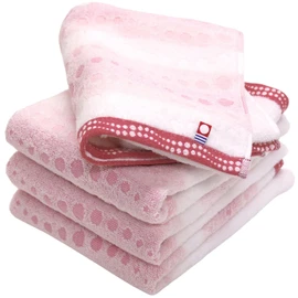 Imabari Towel, Certified, Face Towel, Hiorie Geometric Jacquard, Claire, Set of 4, Pink, Made in Japan, Imabari Brand, Quick Drying, 100% Cotton, Polka Dot Pattern