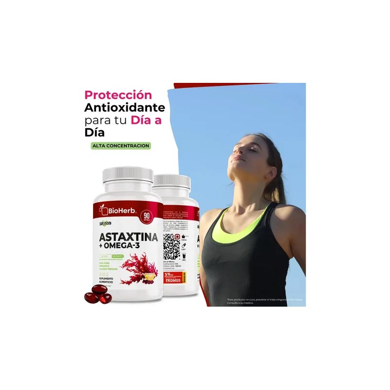 BioHerb Astaxantina 12mg Omega 3 EPA y DHA Fórmula Premium