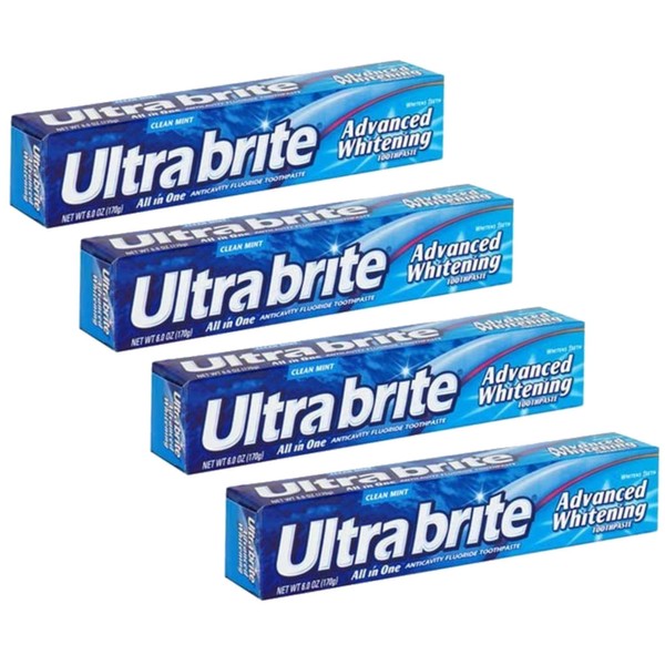 Ultra brite Advanced Whitening Toothpaste Clean Mint 6 oz (Pack of 4)