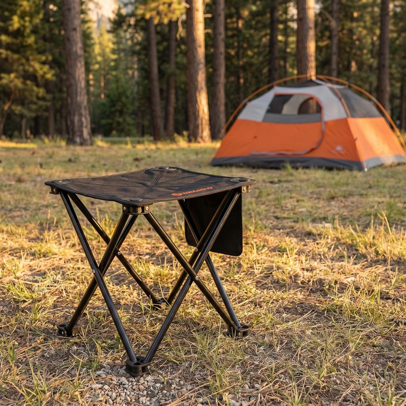 Jhdydz Portable Folding Camping Stool w/Foot Rest, Lightweight Mini Chair