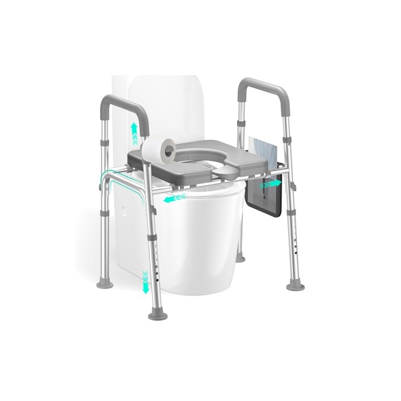 HOMEAL Raised Toilet Seat Riser with Handles for Seniors, 450LBS