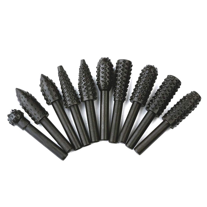 Eyech 10pc Carbide Rotary Burr Rasp Set Wood Carving File