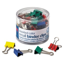Officemate Binder Clips, Metal, 3/4", Assorted Colors, 36/Pack