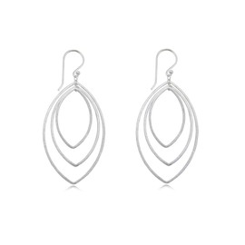 Nature Rebel Statement Ellipse Earrings 925 Silver Matte Brushed Large, Silver, No Gemstone
