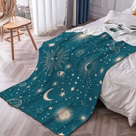 DUISE Sun Moon Blanket Super Soft Lightweight Flannel Fleece Throw Blankets for Bed Couch Sofa, All Season Warm Cozy Plush Sofa/Bed Blankets 50"x 65"