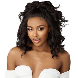 Emistar Short Wavy 13x6 Lace Front Wigs for Black Women, Natural Looking Curly Bob Synthetic Hair As Human Hair (#1B)