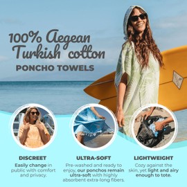 Nova Blue Green Jungle Beach Poncho – Green Swimsuit Cover up – Hooded Towel Adult (33 X 37) – 100% Turkish - Cotton Quick Dry Surf Accessories