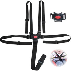 Baby High Chair Straps - Black Adjustable 5 Point Harness for Safety, Replacement Straps for Stroller, High Chair, Pram, Buggy, Children, Kid Pushchair