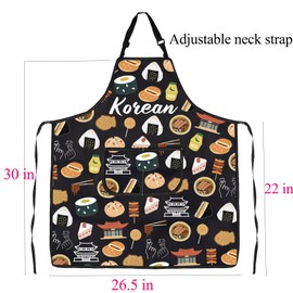 BNQL Korean Food Apron Korean Gifts Korea Lover Gifts Korea Trip Gift South Korea Souvenirs Gifts Obsessed Gift Seoul Korea Apron