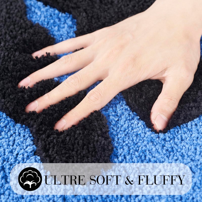 ELDONE Happy Face Alfombrilla de baño azul