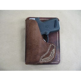 Azula Inside the Pocket Leather Concealment Handgun Wallet Holster for S&W J Frame 5 Shot Revolver CCW RH Brown
