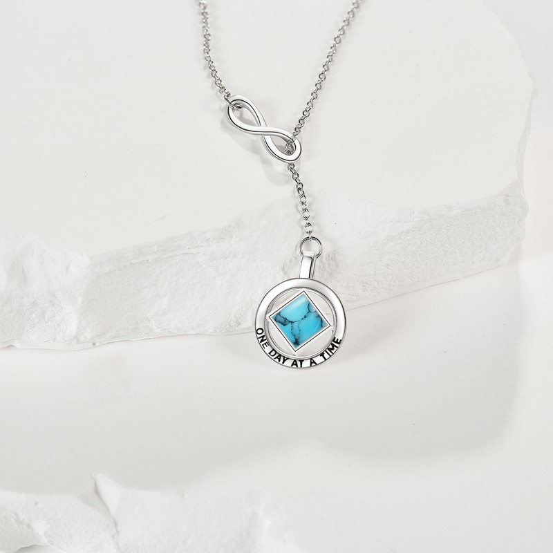 YAFEINI Sobriety Gift 925 Sterling Silver Narcotics Anonymous Necklace NA