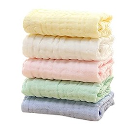 haruju Gauze Towel, 6 Layers, Gauze Handkerchief, Baby Skin-friendly, Cotton Gauze, 5 Color Set