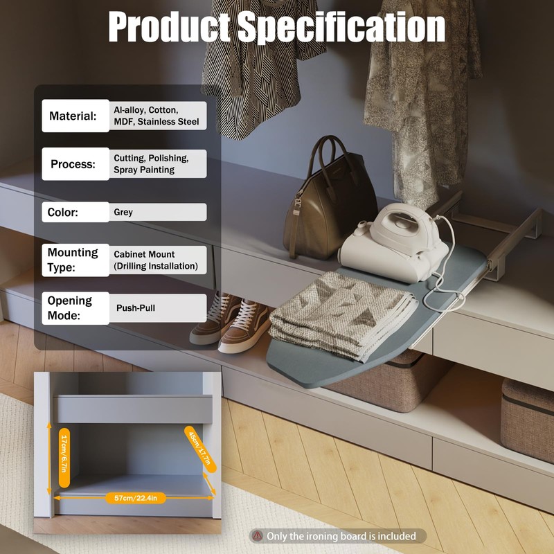 Retractable Foldable Ironing Board 180° Swivel Pull Out Ironing Board