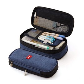 FAISHILAN Pen Case, Large Capacity, Gusset, Pencil Case, Multi-functional, Tool Pen Case, Pouch, Middle School Students, High School Students, College Students, Boys, Girls, Kids, Salesman, Business, Work People, Canvas, Gusset, Pen Case, Navy