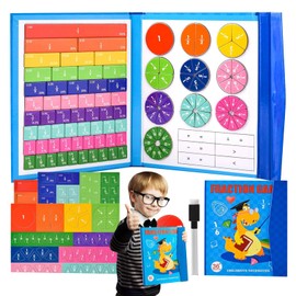 Arithmetic Educational Toy, Fraction Calculation Material, Magnetic Break Learning Puzzle, 9 Colours, Fraction Game, Math Toy, for Math Primary School Material, Mathematics Resources