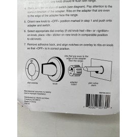 Aqua Plumb Gas Range Knob Set 5 PC W/ Universal Insert Adapters Black W/ Silver
