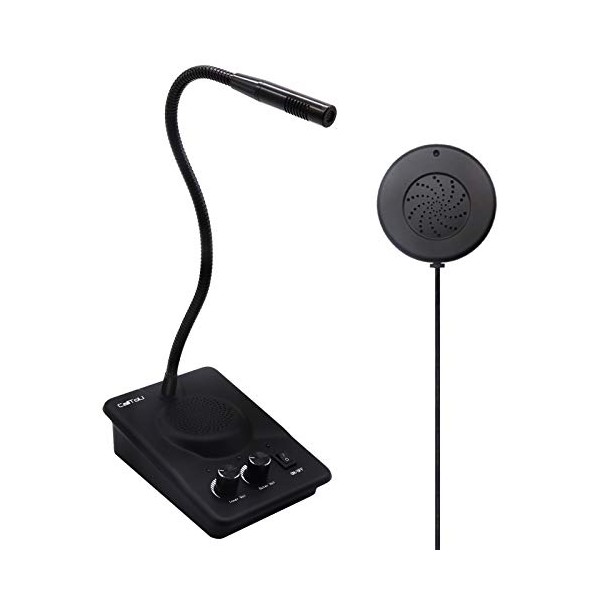Dual Way Window Intercom System Anti-Interference Window Glass Speaker Bank Counter Intercommunication Microphone System Voice Interphone for Store,Office,Hospital,Securities Company,Restaurant