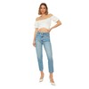 TRENDYOL Women's Double Button High Waist Mother Jeans, blue