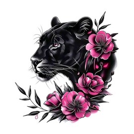 2PC Black Panther & Pink Peony Vinyl Decals 4.72"x5.12" Waterproof, Scratch-Resistant Car Stickers for Trucks, Windows |BZ98