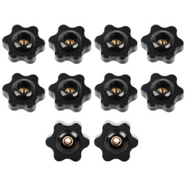 10 Stück Sterngriffmutter M8, Sterngriffschraube Äußerer Durchmesser 32mm, Rändelschraube Innengewinde Messing, Sterngriff für Möbel, Werkzeugmaschinen (Schwarz)
