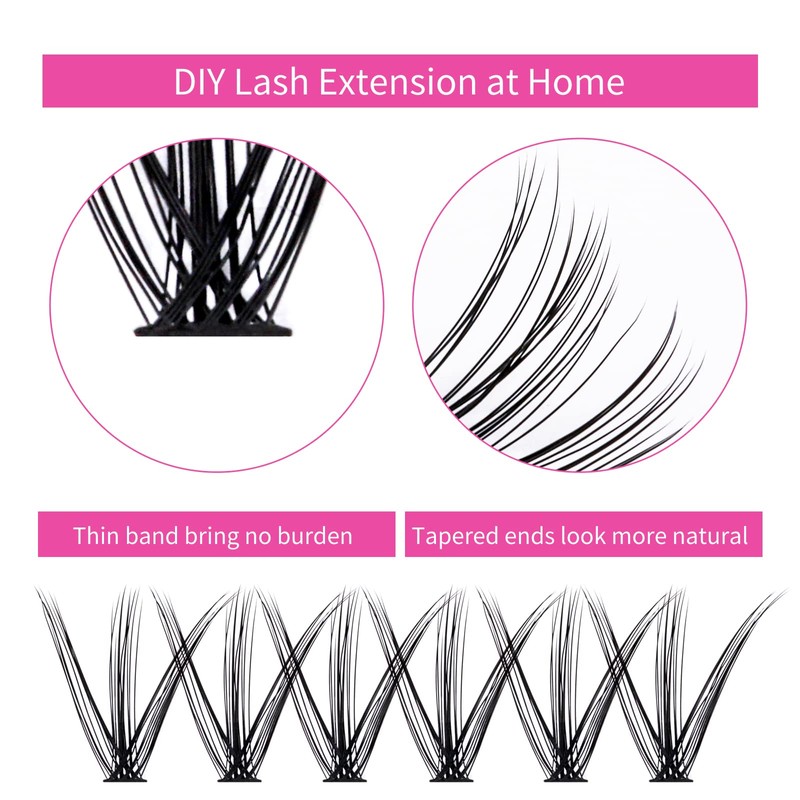 Eyelashes, Individual, Cluster for Eyelash Extension, 40D, 0.07, D-curl, 12-18mm,
