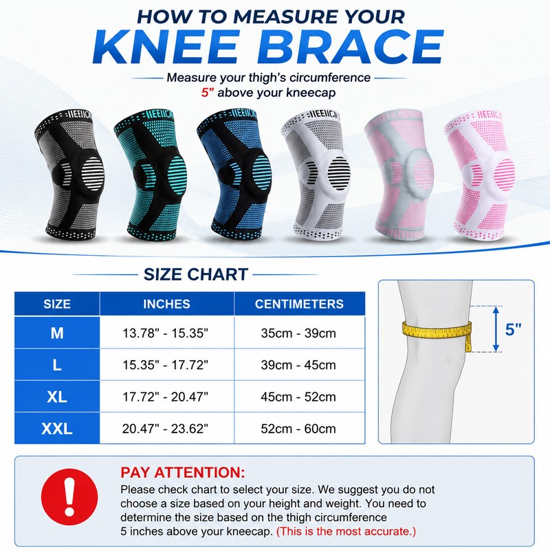 Pack of 2 Compression Knee Support Sleeve for Sports &