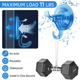 ANDGOO 10 Pack Suction Cup Hooks, Shower Hooks Vacuum Suction Cup, Maximum Load Capacity to 11 lbs, Removable Reusable Waterproof Shower Suction Hooks for Bathroom, Kitchen, Door, Window (Blue)