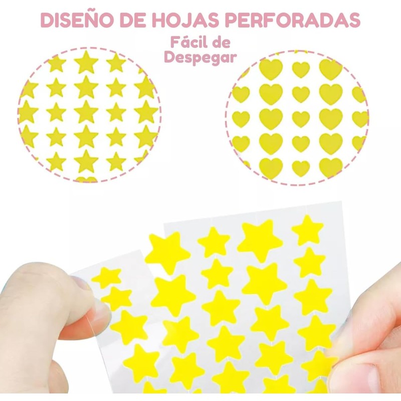 Parches para Acné Estrellas - 600 PCS, Parches Absorbentes Invisibles,