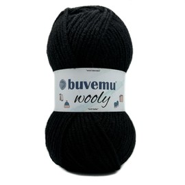 Wooly Soft Fluffy Bulky Weight #5 Wool Blended Fast Knitting Crocheting Yarn, 25% Wool 75% Acrylic, 100 Gram (3.53 Ounces) 109 Yards (100 Meters) (Black)