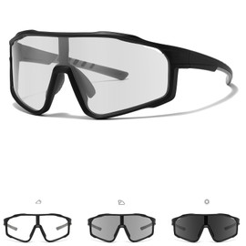 TJUTR Photochromic Cycling Glasses for Men Women Youth - TR90 Frame Sports Sunglasses - Wide Angle Anti Glare Running Baseball Fishing Driving Motorcycle MTB Riding UV400 Protection
