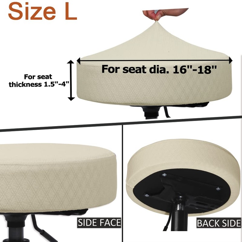 BUYUE Bar Stool Covers, Luxury Fabric Dia.16-18" Round Crease-Resistant Stretchy
