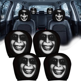 4 PCS Ghost Face Headrest Covers,Scary Headrest Covers for Cars (02)