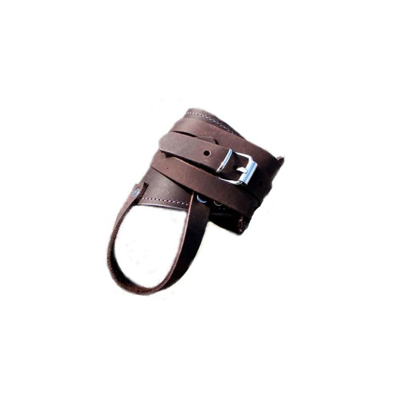 Generisch Leather Bracelet with Thumb Loop (Dark Brown Right 15-18