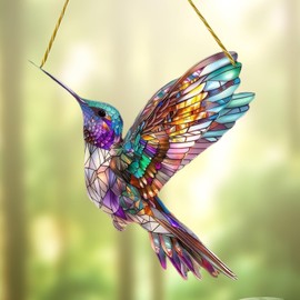 Sun Catcher Hummingbird Suncatcher Coloured 2D Acrylic Sun Catcher Window for Hanging Garden Decoration Suncatcher Suitable for Windows Living Room Walls Garden Decoration Christmas Decorations