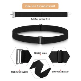 SATINIOR 2/3/4 Pack Women Elastic Stretch Belt Invisible Belts with Flat Buckle for Jeans Pants Dresses(Black, Coffee, Grey,3 Pack)