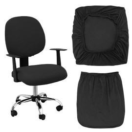 ZPLASK 2Pcs Office Chair Cover, Removable Washable Desk Chair Cover, Stretch Chair Sea Cushion Protector Computer Chair Cover, Universal Split Elastic Armchair Desk Chair Covers (Black)