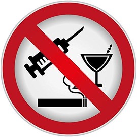 Ban Stop Attention Sign No Drug Alcohol Smoking Sticker Decal Design 5'' X 5''