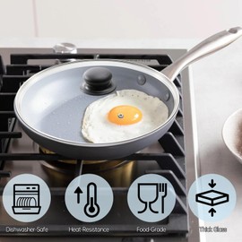 Tempered Glass Lid Compatible with Caraway Pans and Pots, 10.5" Pot Lid Replacement, Cooking Pot Lid Fit for Fry Pan, Dutch Oven and Stock Pot, with Easy to Grip Handle, Stainless Steel Rim, clear