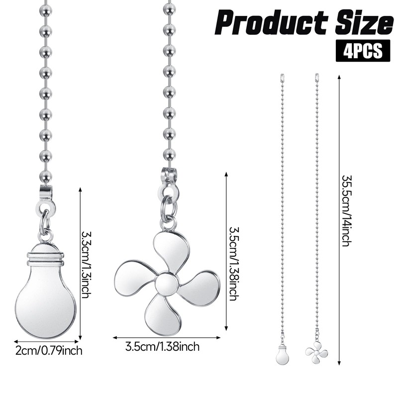 Prasacco 4 Pcs Ceiling Fan Pulls Light and Fan Pull