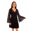 Scully Women's Lace Crochet Long Bell Sleeve Mini Dress Black