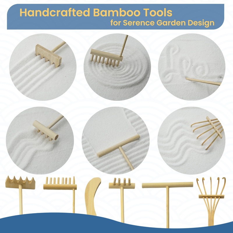 Yeemous Mini Zen Garden Kit for Desk, 12x8 Sand Tray