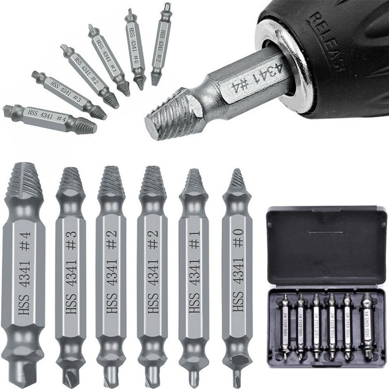Yotsuba 6Pcs Damaged Screw Extractor Kit, Broken Bolt Remover Set,